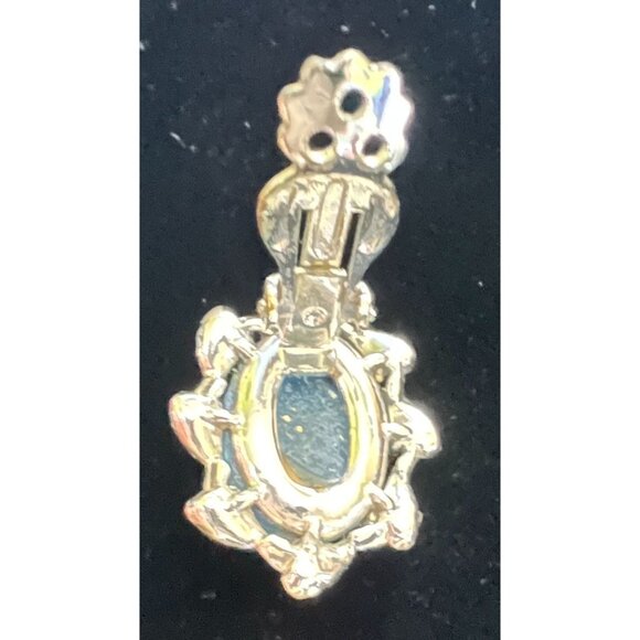 VTG MCM Dark Blue Confetti and Sparkles Oval Lucite Clip on Costume Earrings - Picture 6 of 6